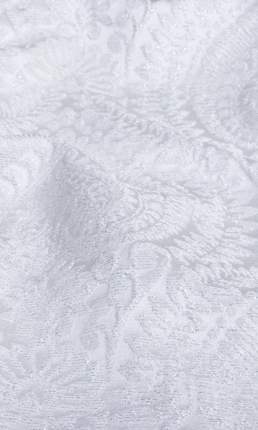 Textured Floral Fabric By the Yard for Curtains & Drapes (White)