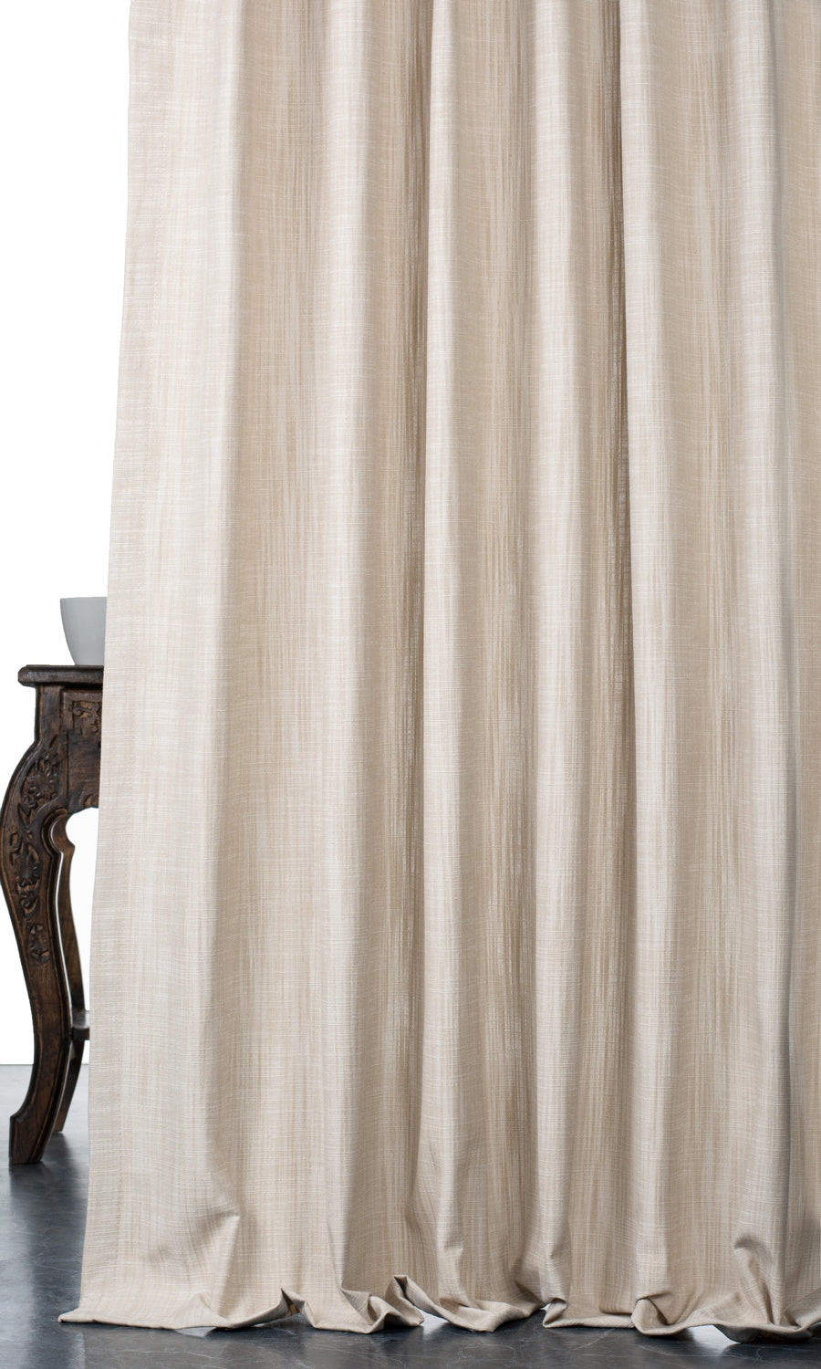 Linen-Textured Window Treatments Fabric By the Yard (Pale Beige)