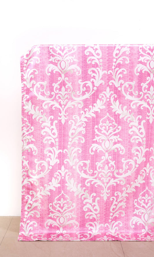 Damask Home Décor Fabric By the Yard (Pink/ White)
