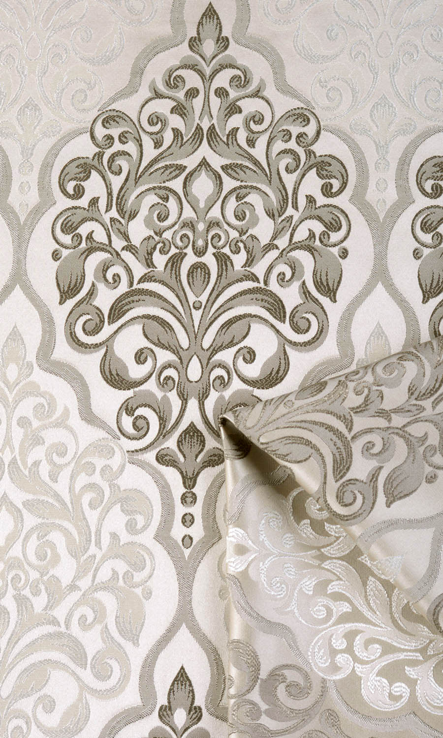 Damask Window Treatments Fabric By the Yard (Beige)