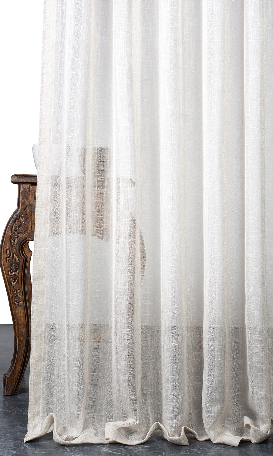 Striped Sheer Home Textile Fabric Material By the Yard (White/ Cream)