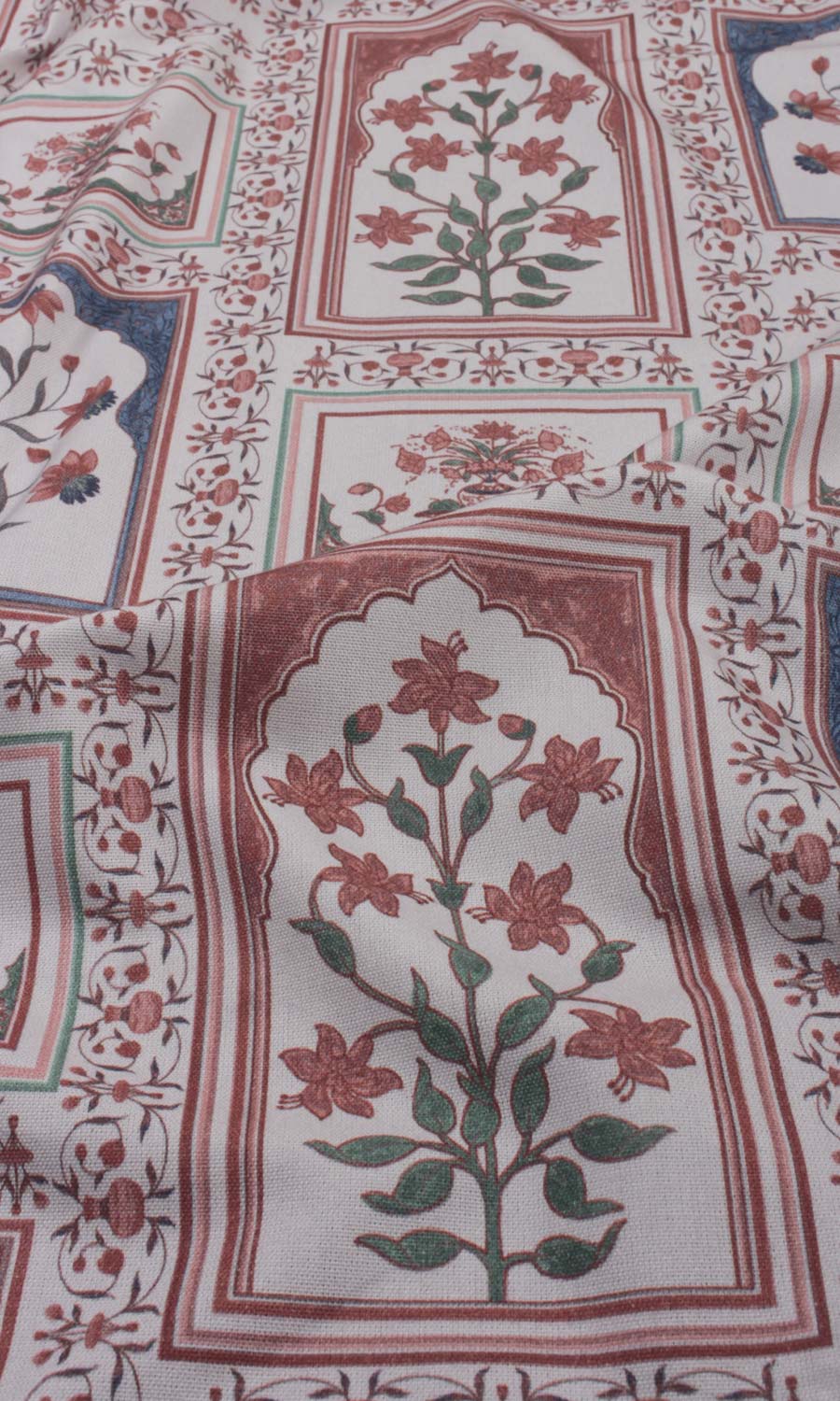 Floral Cotton Home Textile Fabric Material By the Yard (Blush Red/ Blue)