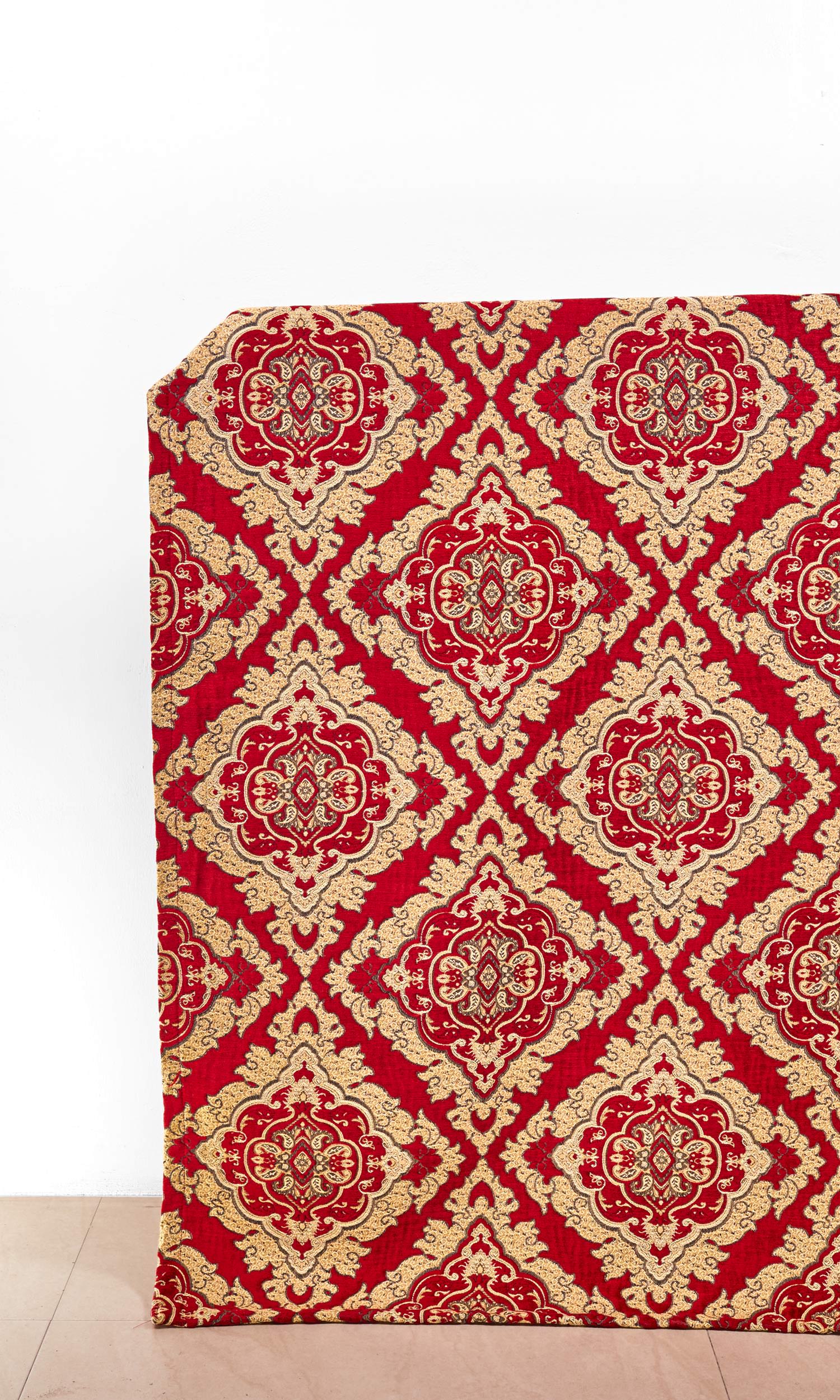 Damask Velvet Home Décor Fabric By the Yard (Beige/ Brown/ Red)