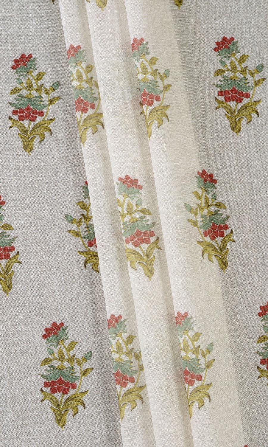 Sheer Floral Home Textile Fabric Material By the Yard (Cream/ Red/ Blue)