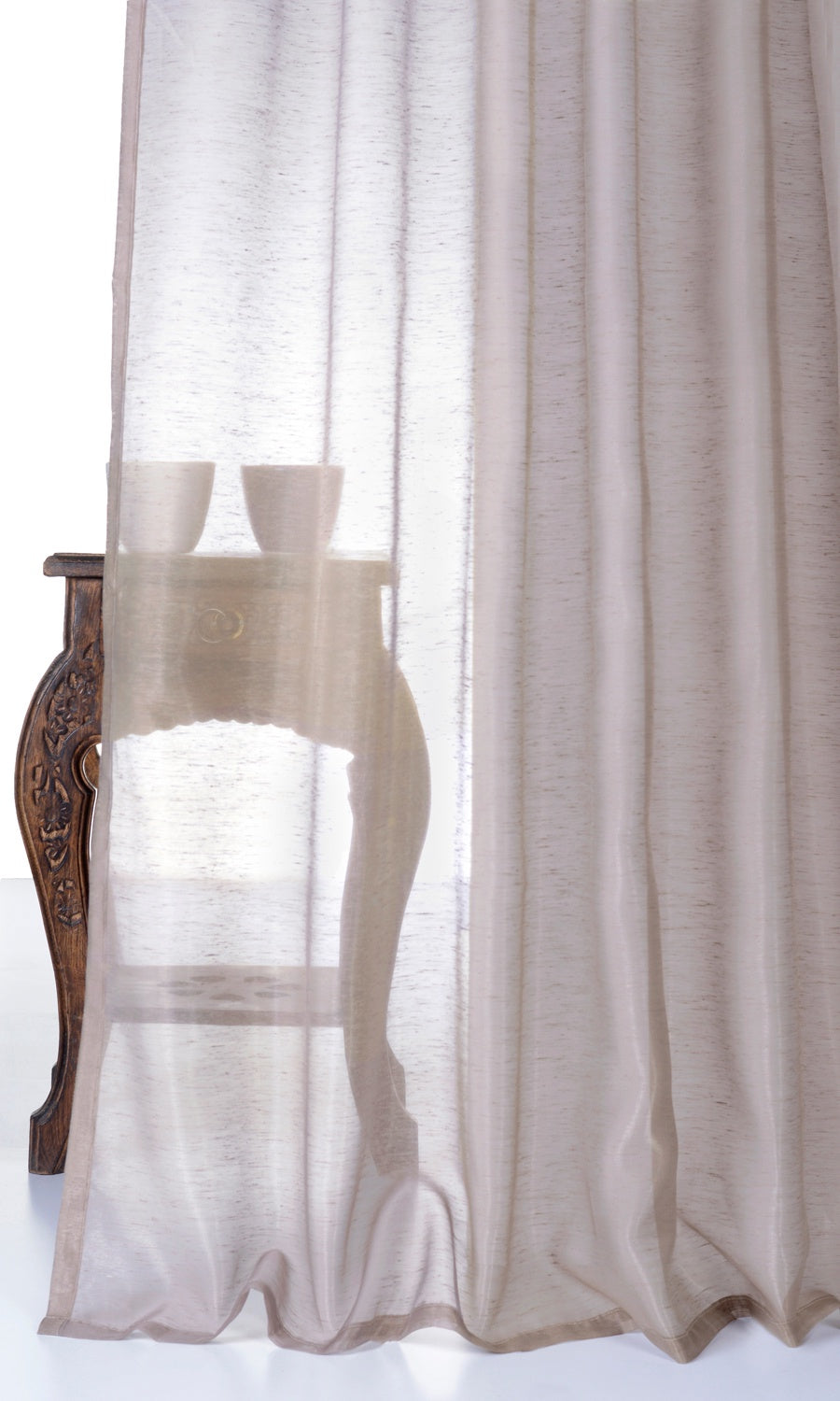 Textured Sheer Window Treatments Fabric By the Yard (Hazelwood Beige/ Brown)