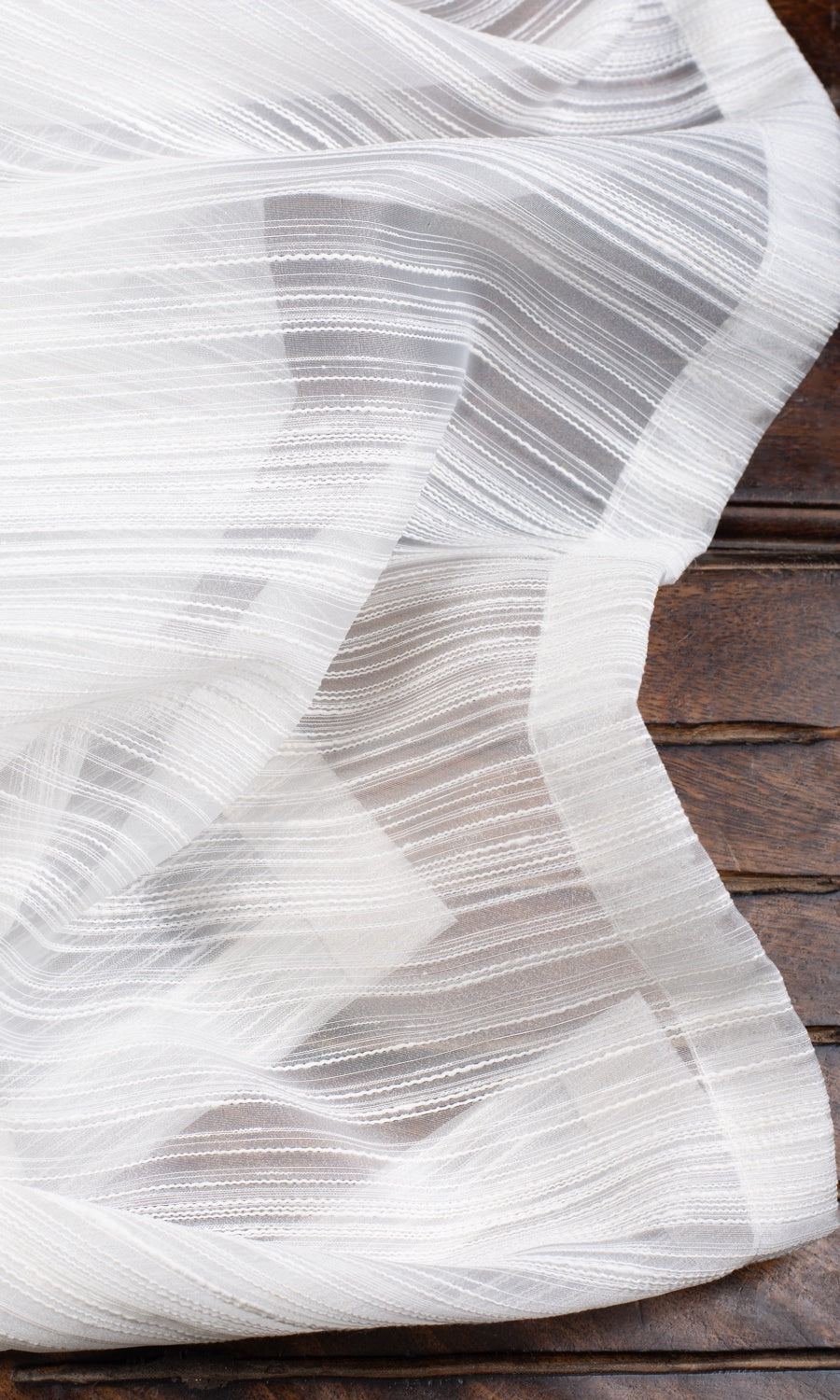 Striped Sheer Window Treatments Fabric Sample (White)