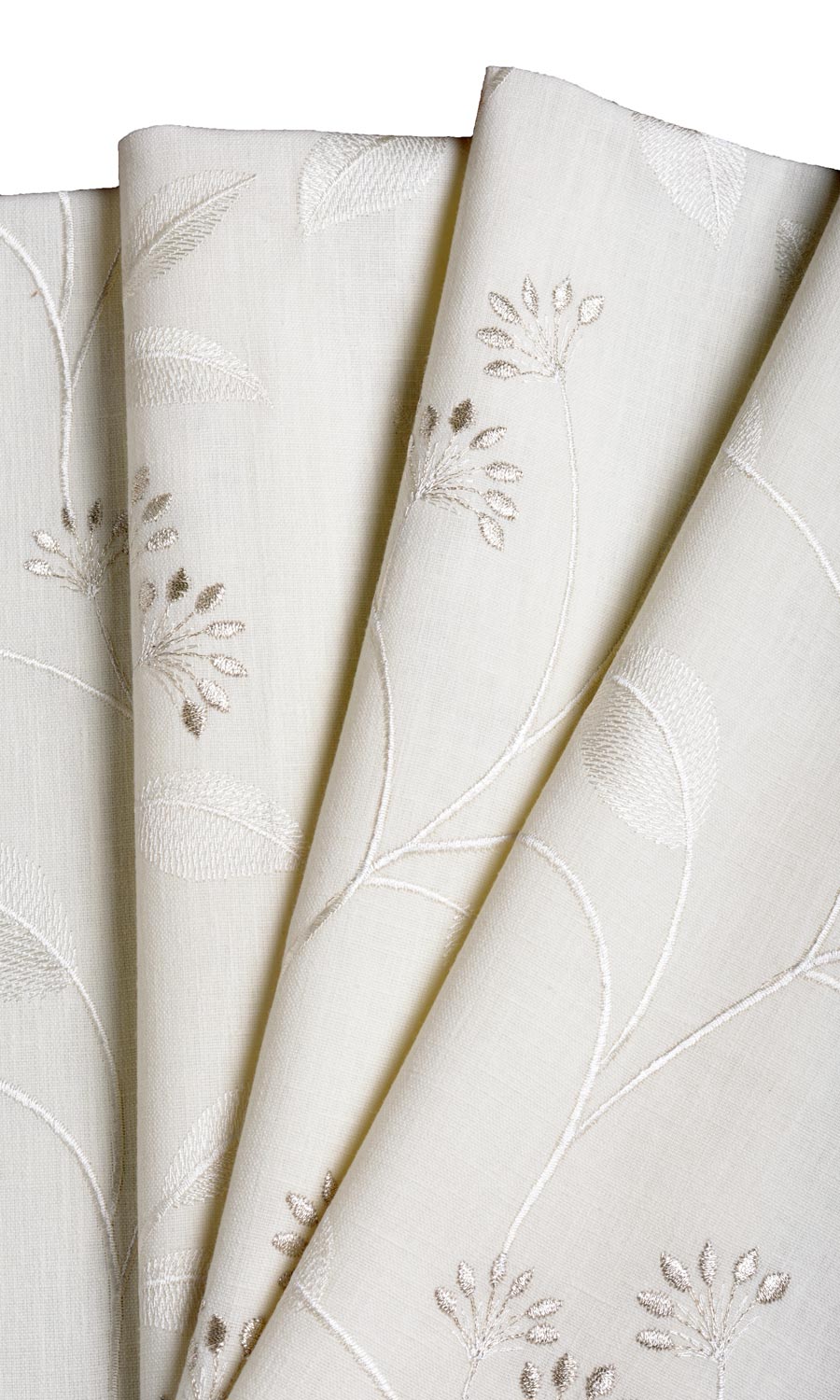 Floral Embroidery Fabric By the Yard for Curtains & Drapes (White/ Cream)
