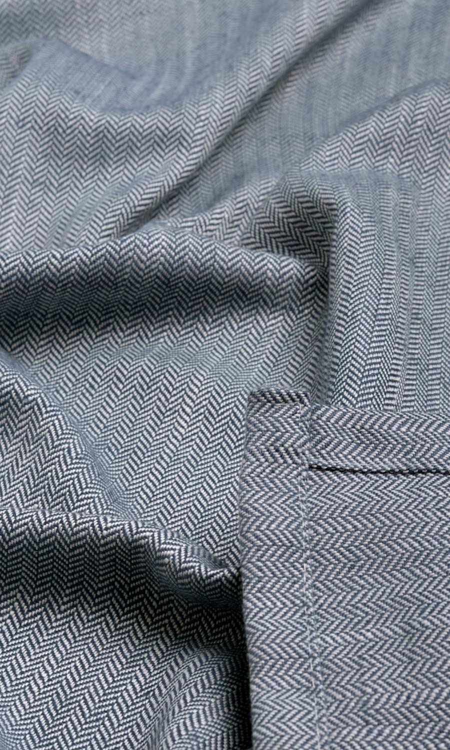 Herringbone Textured Fabric By the Yard for Curtains & Drapes (Denim/ Navy Blue)