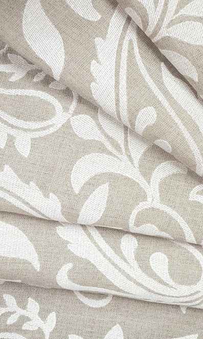 Floral Embroidered Linen Drapes (Brown)