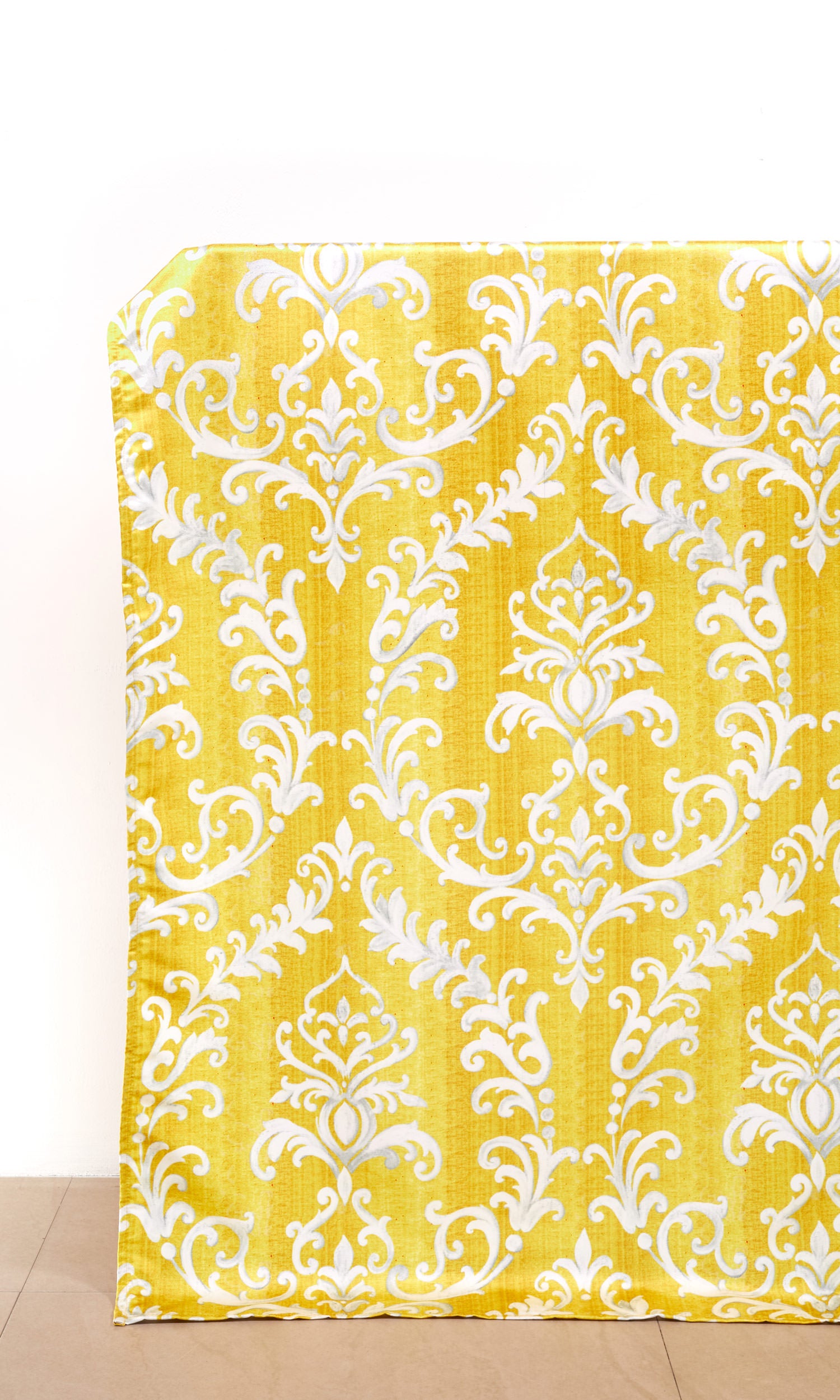 Damask Home Décor Fabric By the Yard (Yellow/ White)