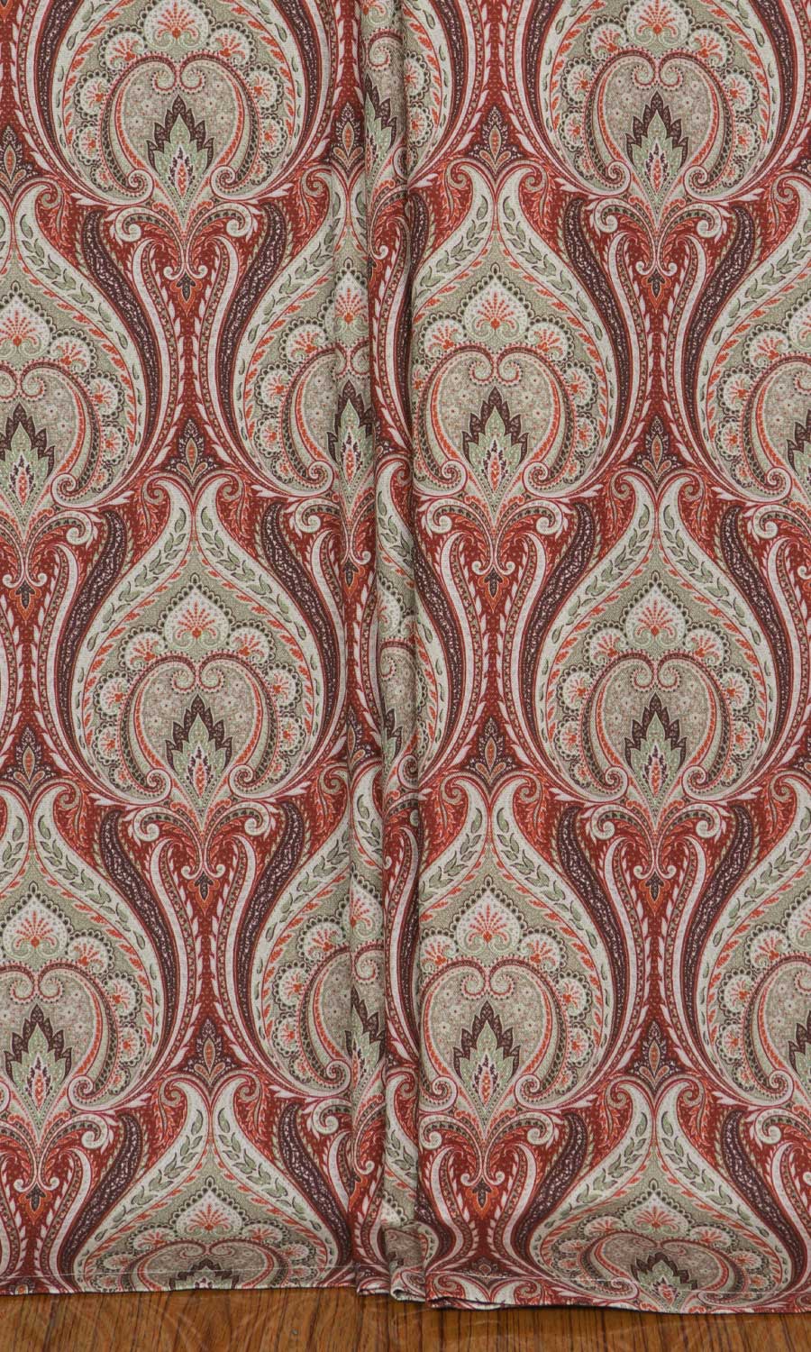 Floral Damask Window Treatments Fabric By the Yard (Red/ Brown)