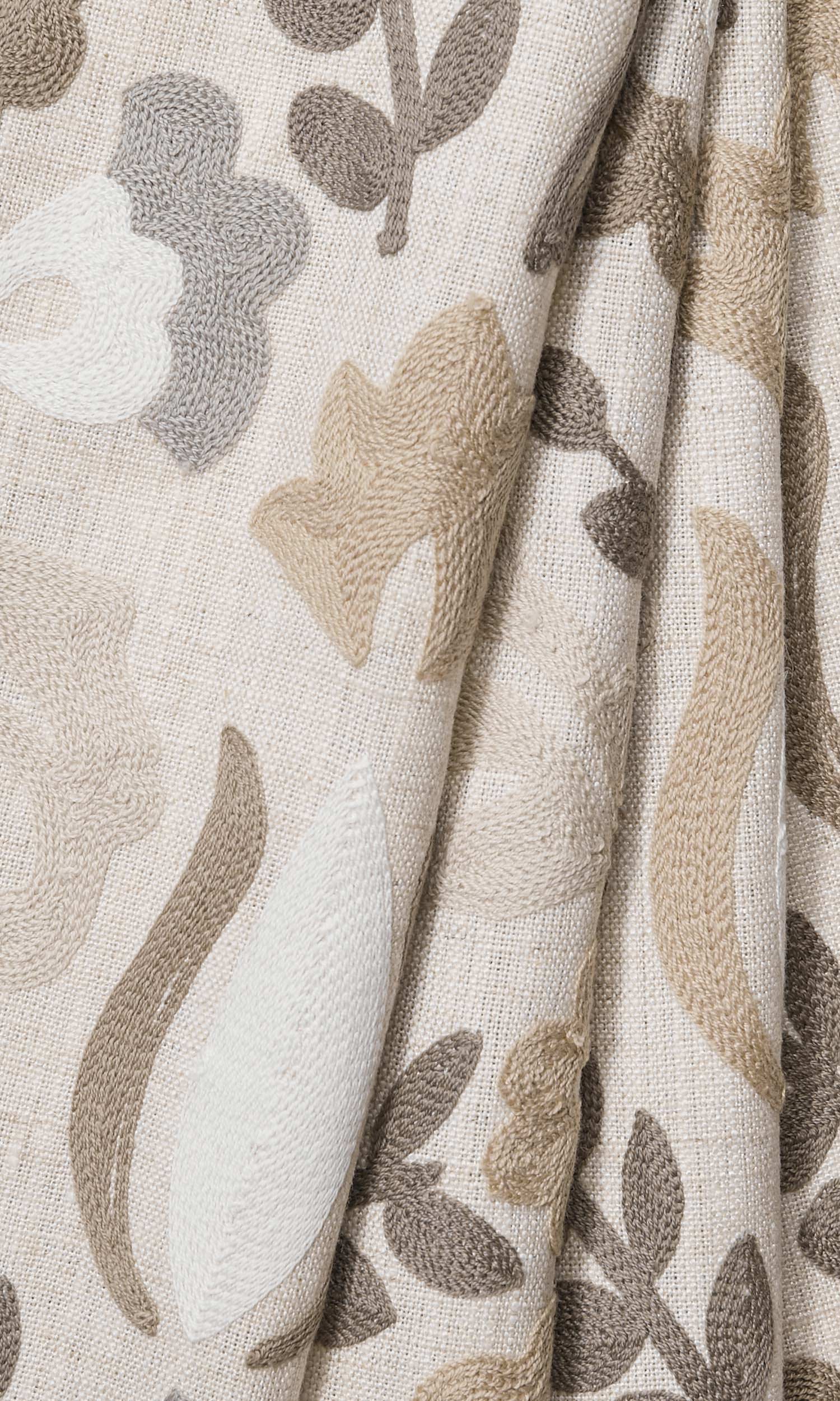 Floral Window Treatments Fabric Sample (Beige/ Brown/ White)