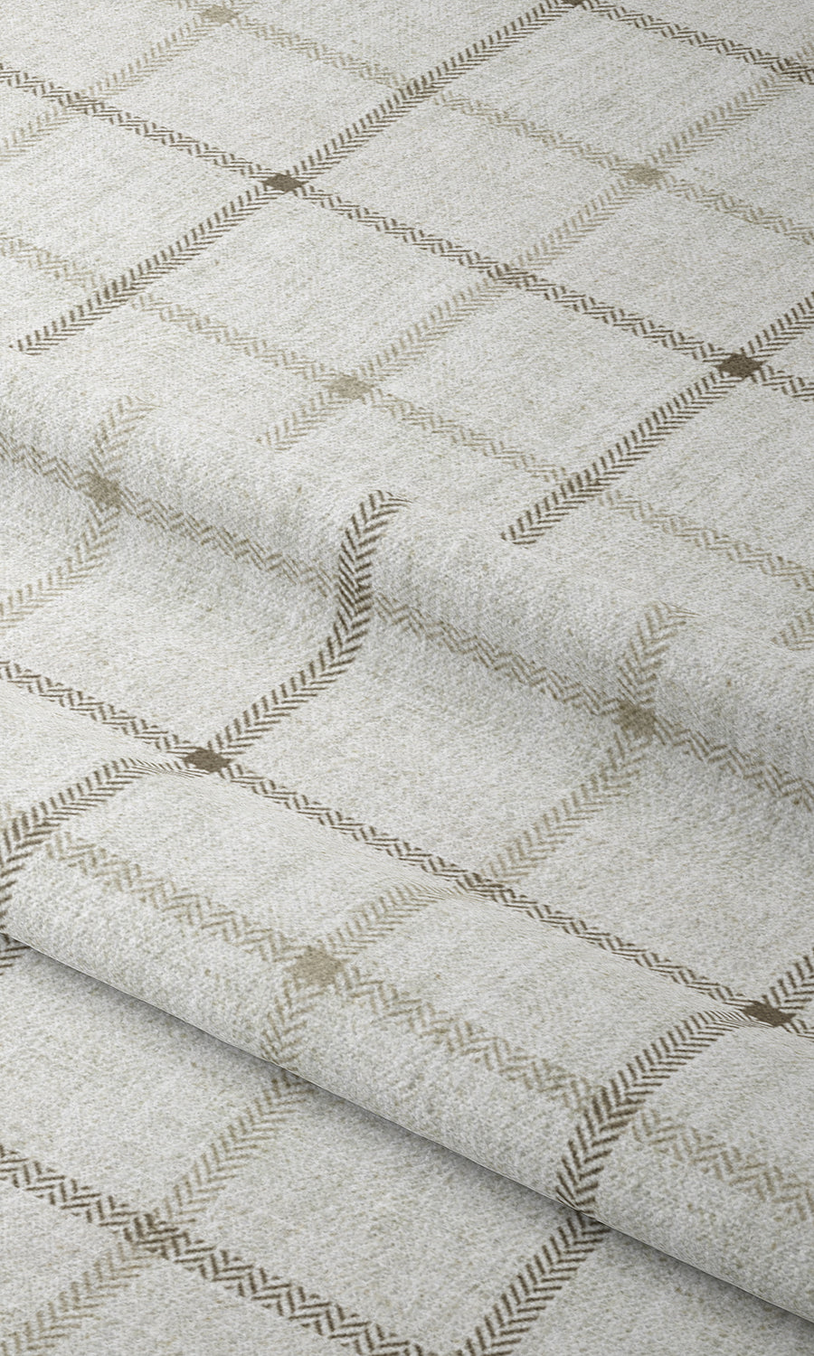 Checked Window Treatments Fabric Sample (Ivory/ Sand Beige)