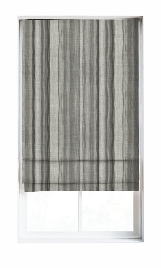 Watercolor Effect Striped Drapes (Grey)