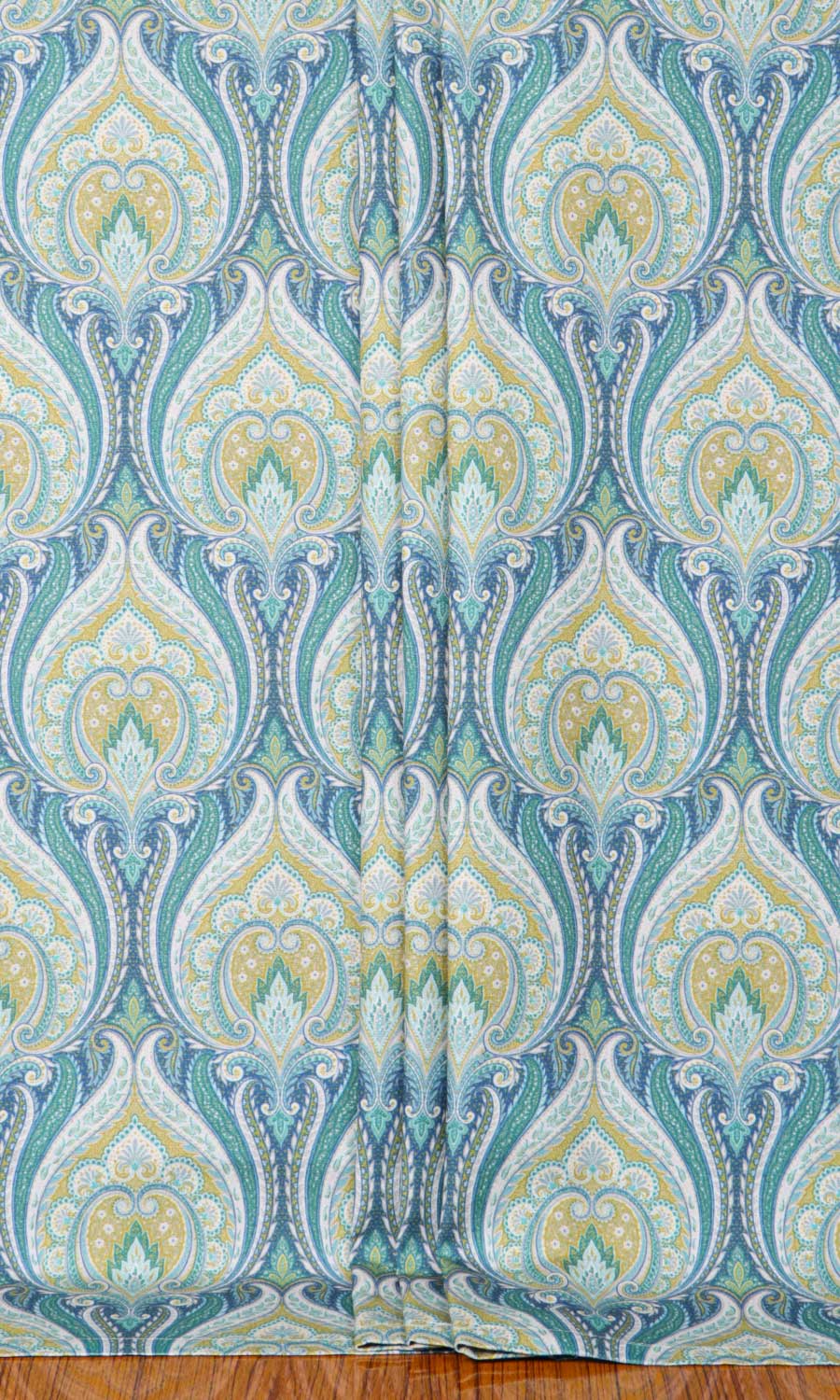 Floral Damask Window Treatments Fabric By the Yard (Blue/ Green)