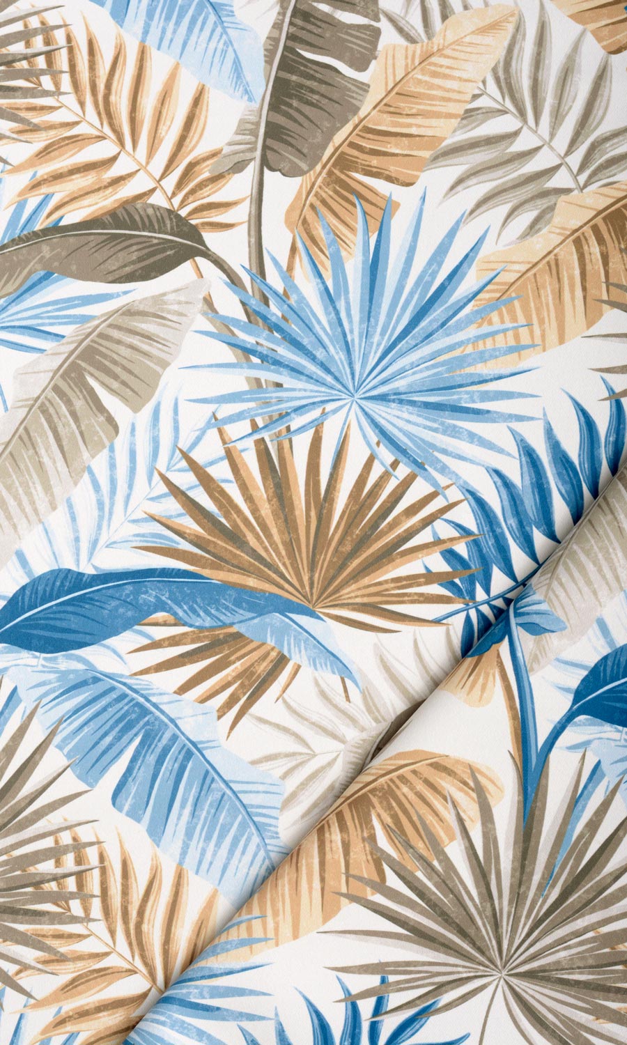 Botanical Floral Home Textile Fabric Material By the Yard (Blue/ Brown)