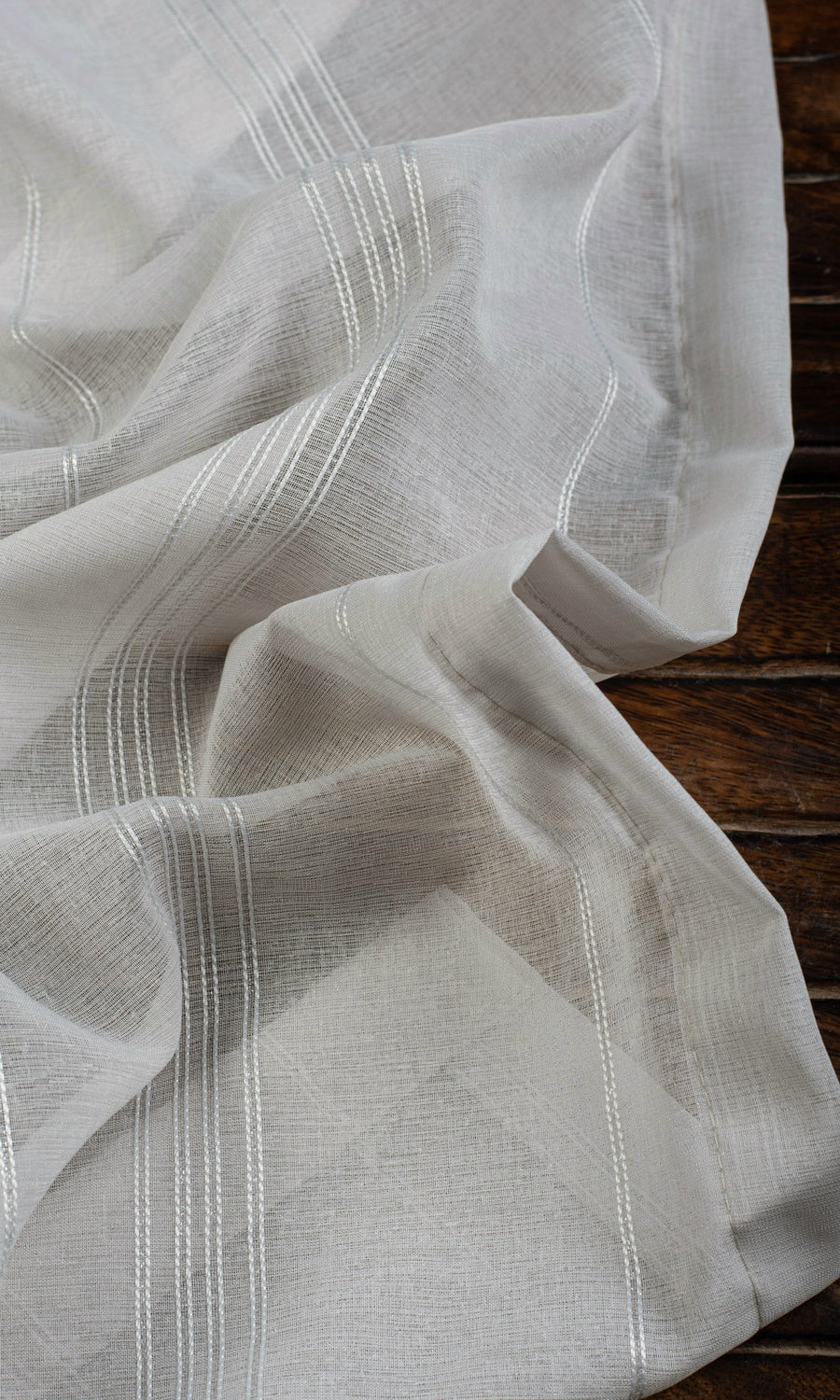 Striped Sheer Home Textile Fabric Material Sample (Grey)