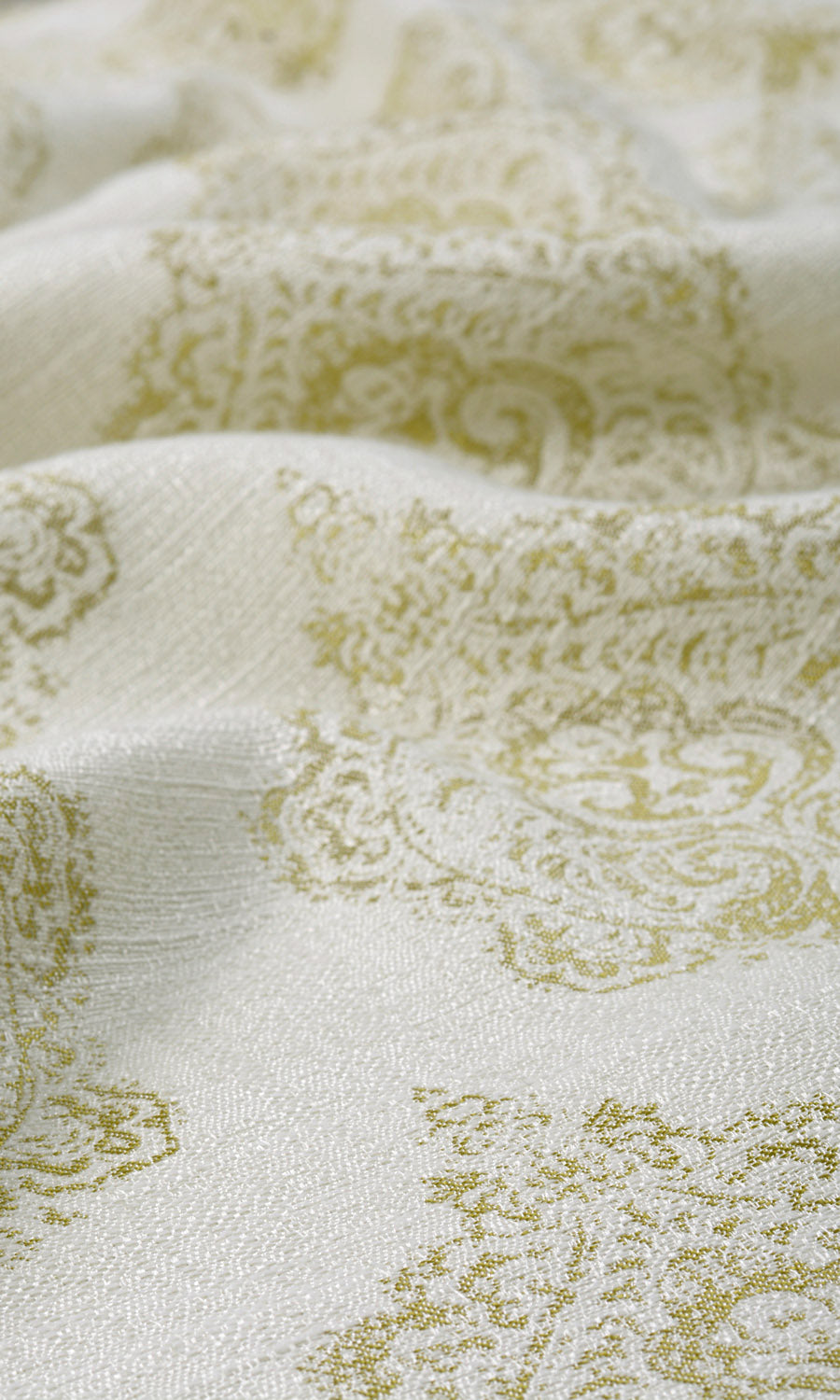 Patterned Fabric By the Yard for Curtains & Drapes (Off White/ Green)