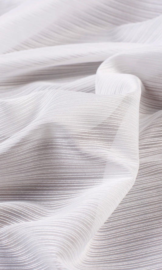 Striped Sheer Home Décor Fabric By the Yard (White)
