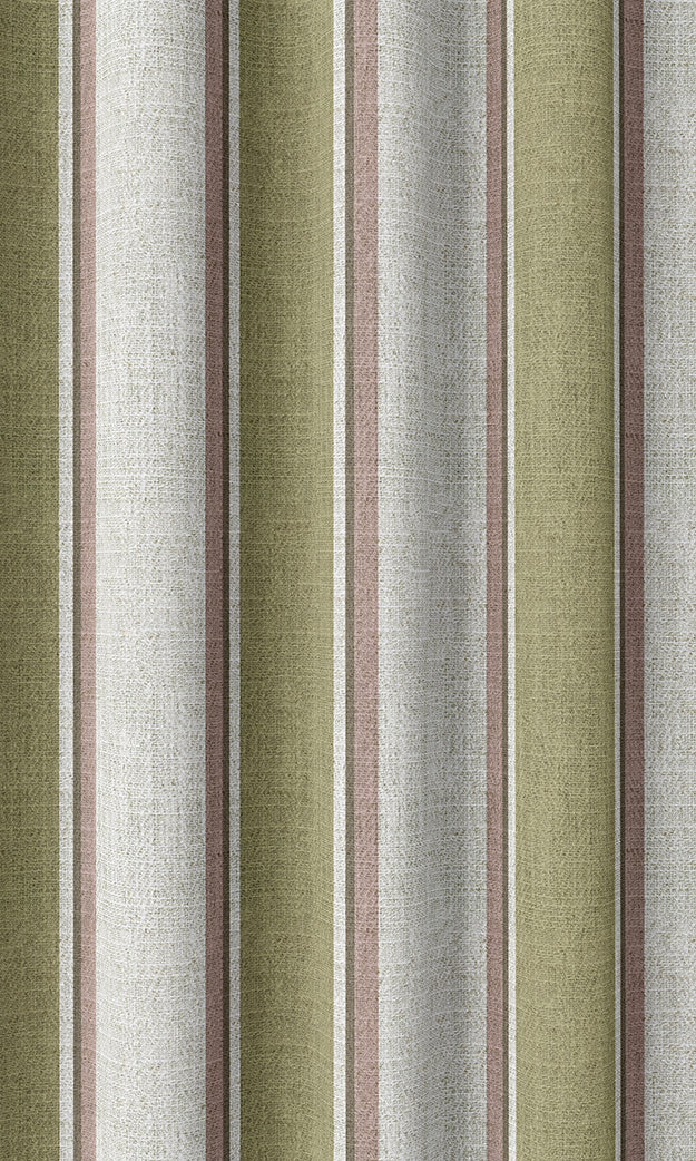 Striped Home Textile Fabric Material By the Yard (Green/ Pink/ White)