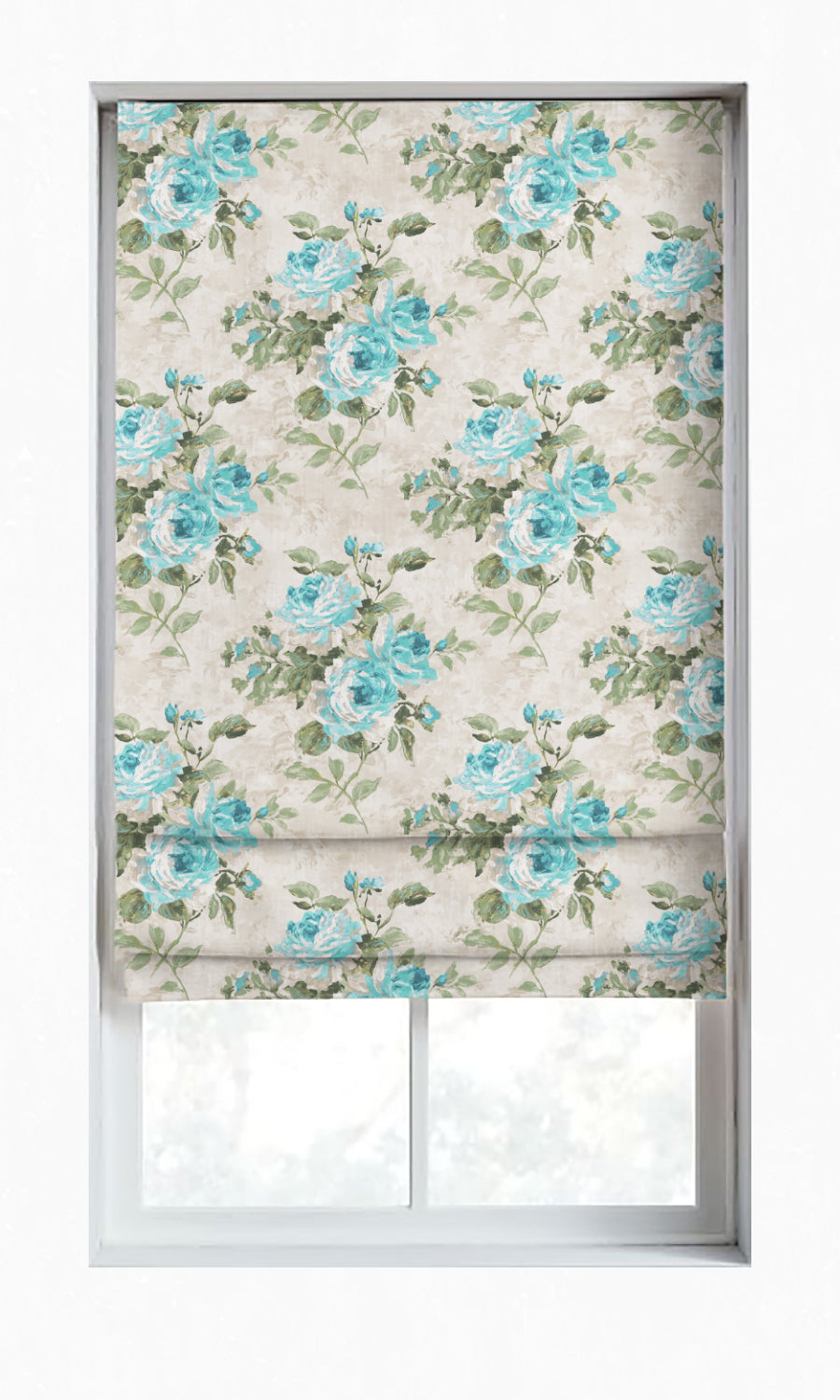 Floral Dimout Window Treatments Fabric By the Yard (Blue/ White/ Green)