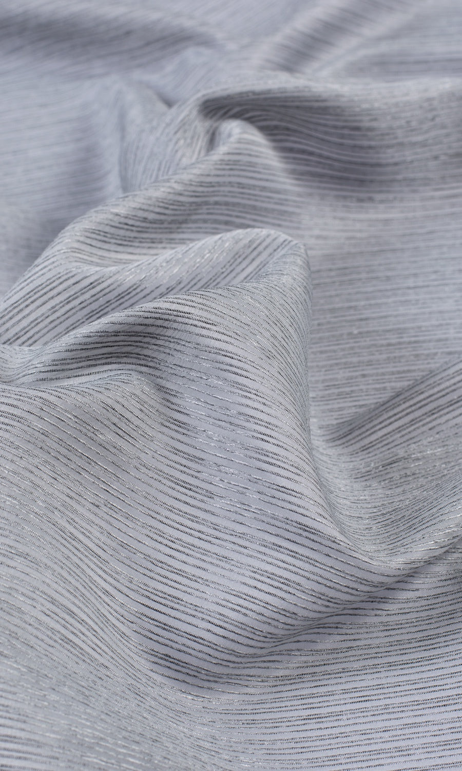 Striped Sheer Home Textile Fabric Material Sample (Silver Grey)