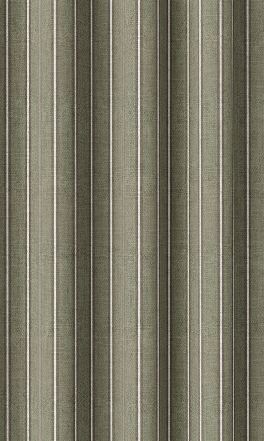 Modern Striped Print Home Décor Fabric By the Yard (Olive Green)