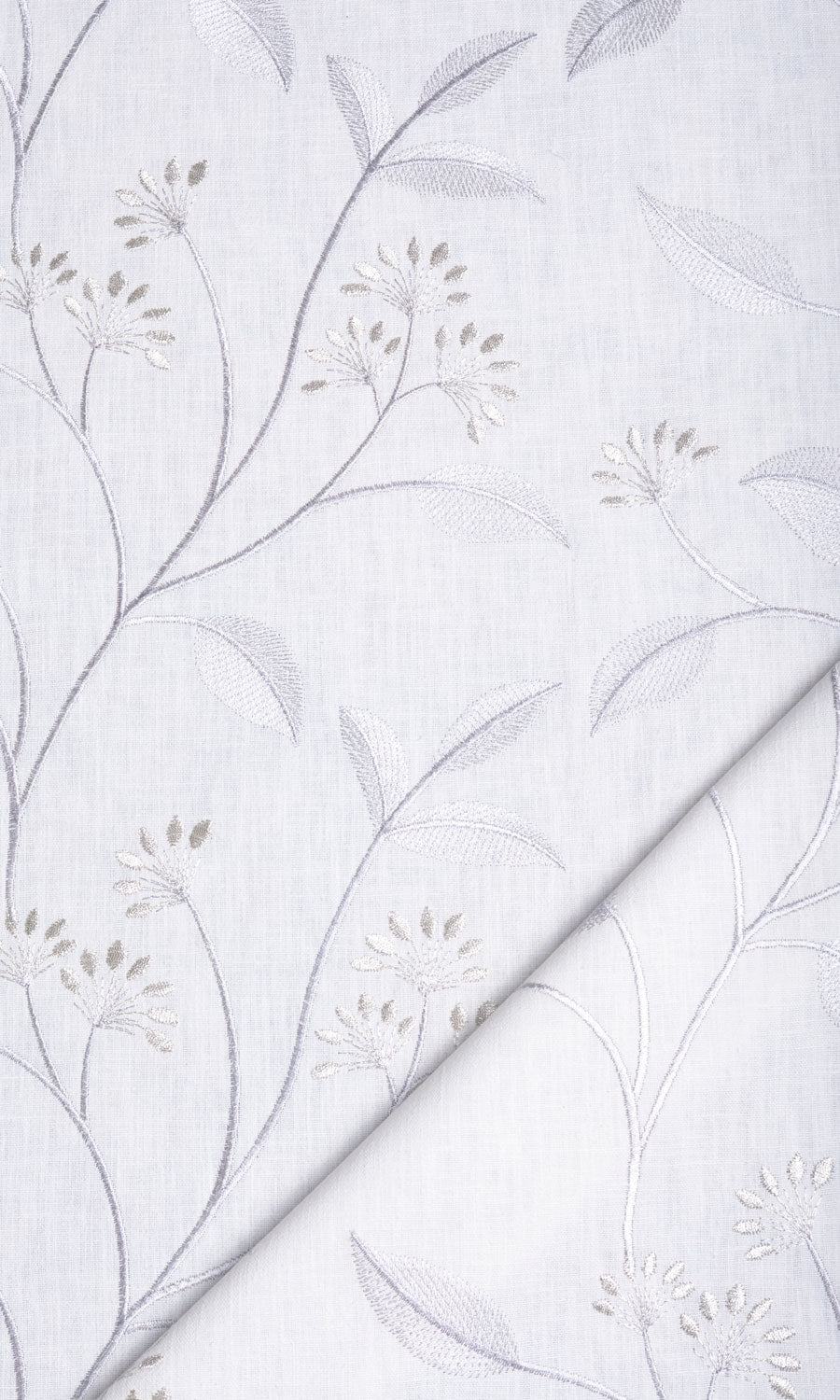 Floral Embroidery Fabric Material By the Yard (White/ Cream)