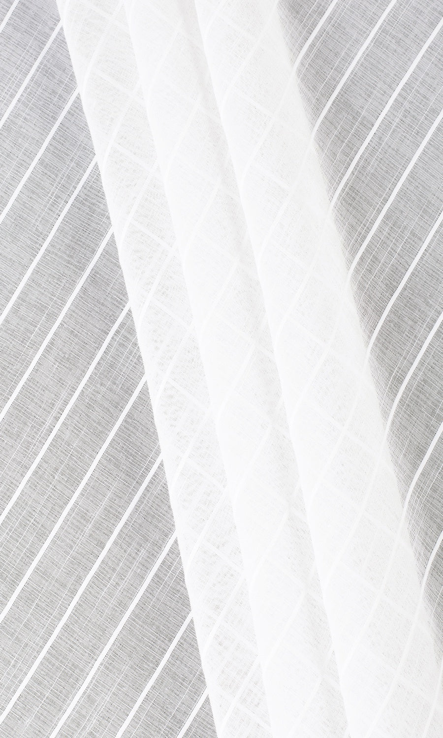 Striped Sheer Fabric Material By the Yard (White)