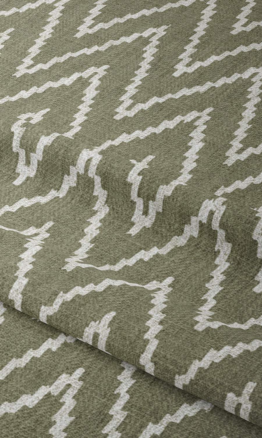 Chevron Print Window Treatments Fabric By the Metre (Green/ White)