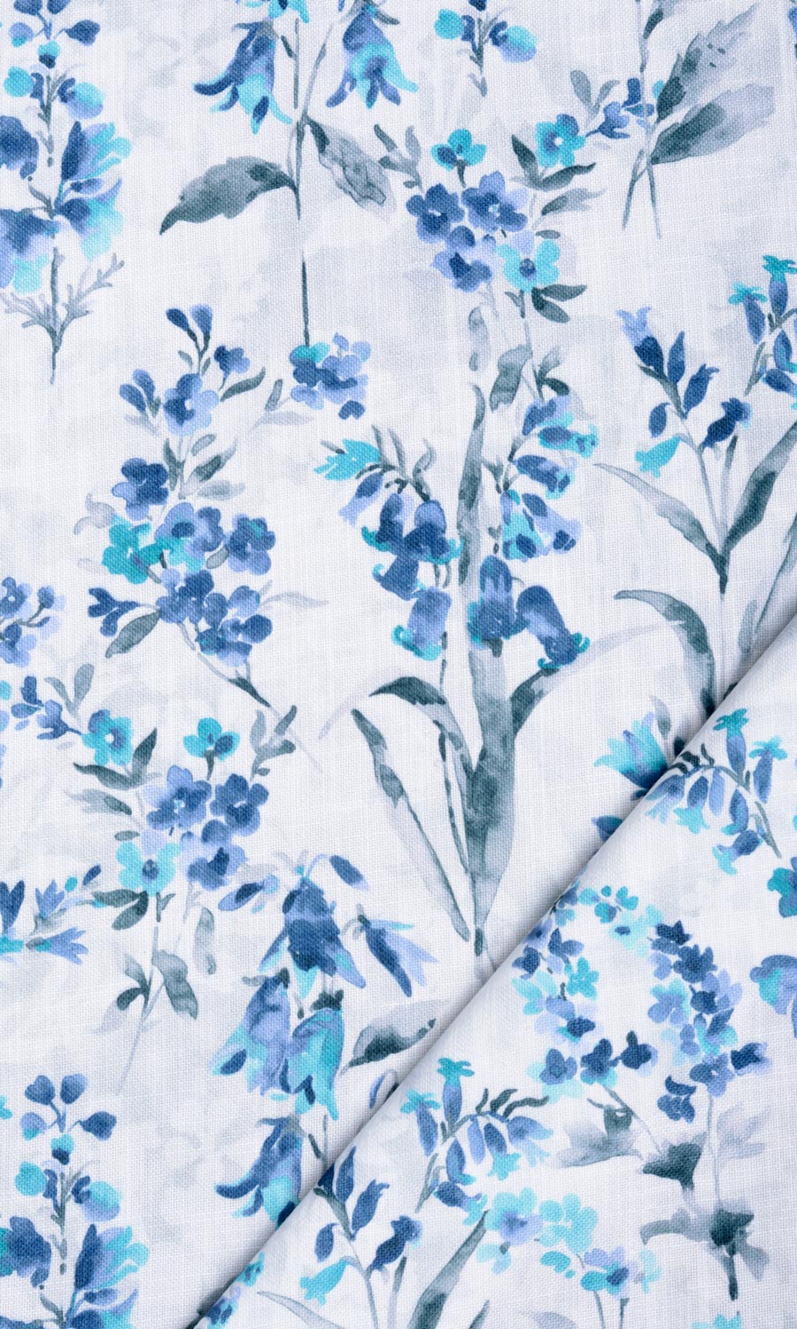 Floral Print Window Treatments Fabric By the Yard (Blue/ Grey)