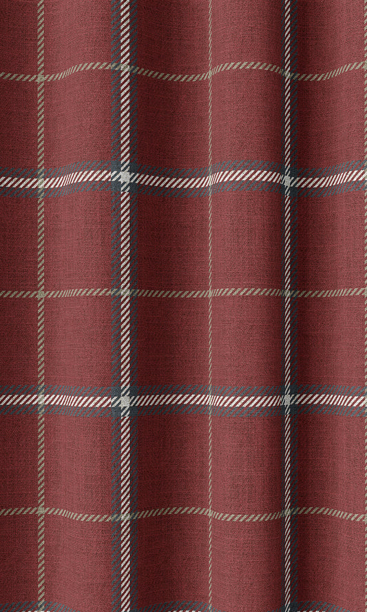 Modern Check Patterned Home Décor Fabric By the Yard (Deep Red)