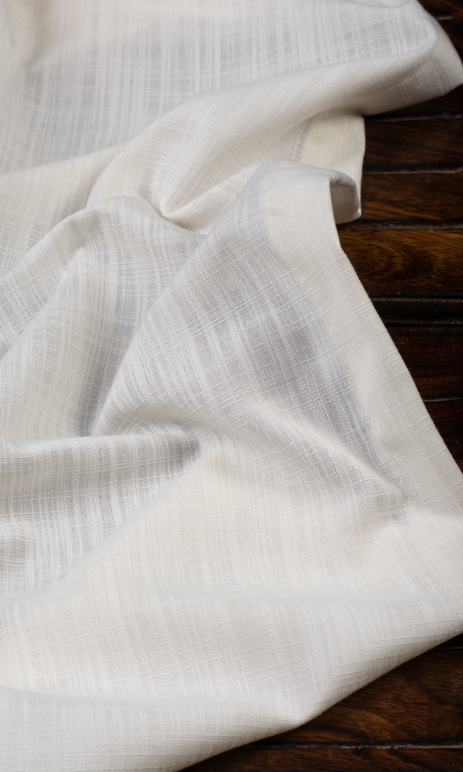 Linen-Texture Semi-Sheer Window Treatments Fabric By the Yard (Off-White)
