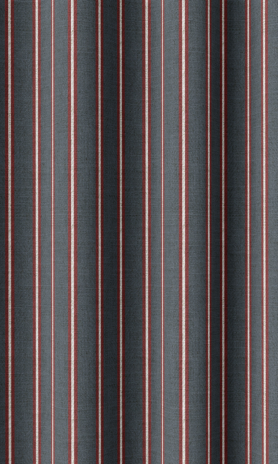 Striped Print Home Décor Fabric By the Yard (Slate Grey/ Red)