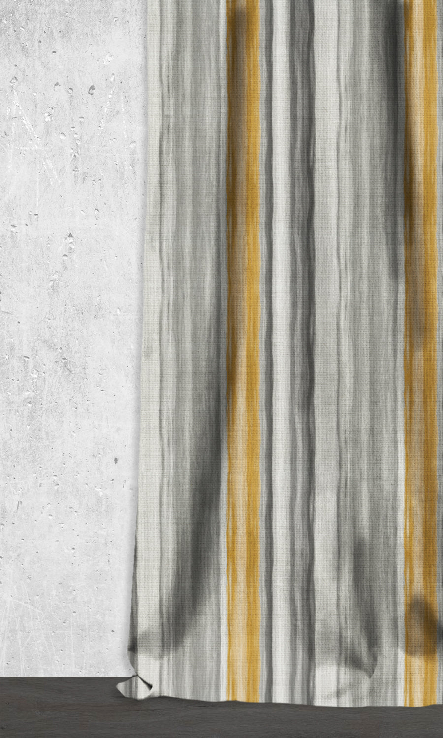 Modern Striped Window Treatments Fabric Sample (Grey/ Yellow)