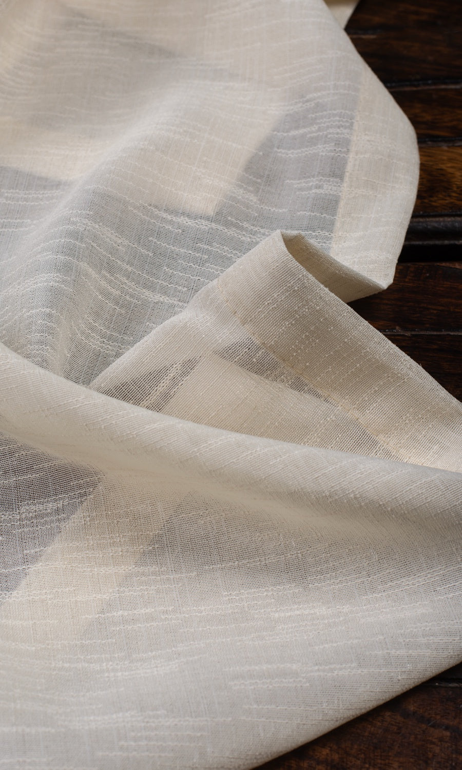 Textured Sheer Fabric Material By the Yard (Pale Beige/ Warm Ivory)
