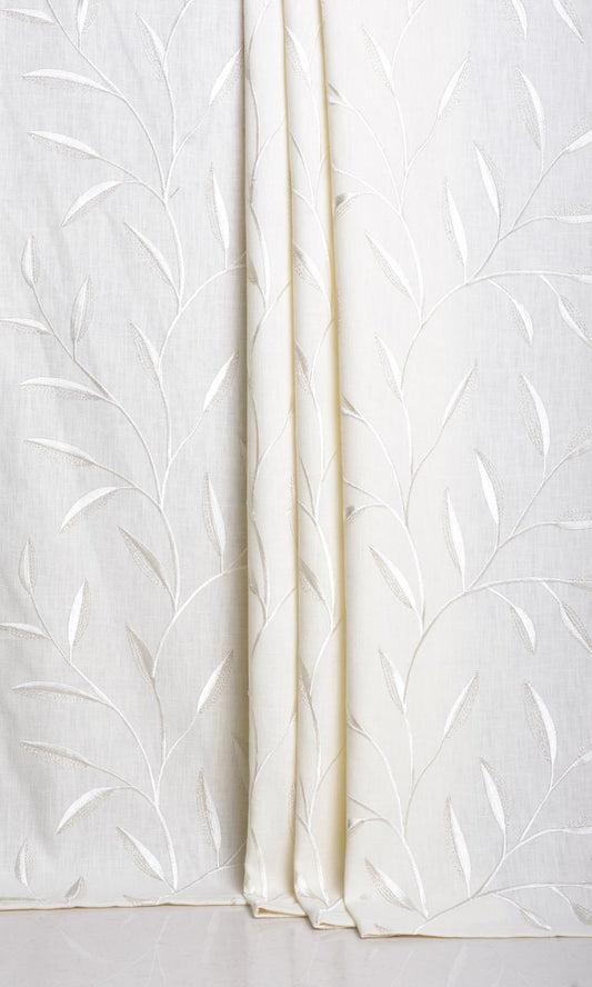Floral Embroidery Drapes (White/ Cream)