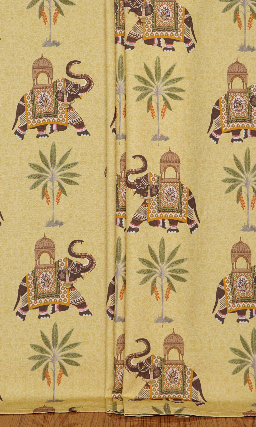 Cotton Printed Window Treatments Fabric Sample (Mustard Yellow)