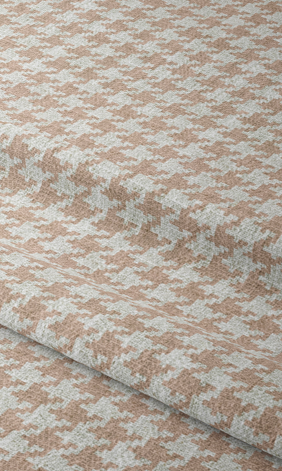 Houndstooth Print Window Treatments Fabric By the Metre (Blush Pink/ White)