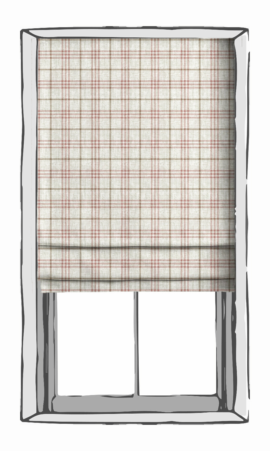 Checkered Window Treatments Fabric By the Yard (White/ Pink/ Red)