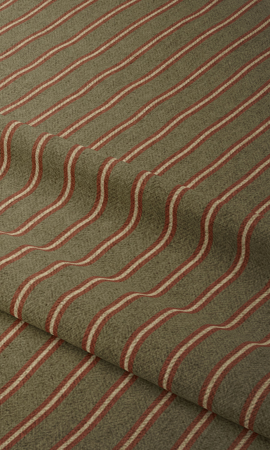 Striped Fabric Material By the Yard (Green & Red)