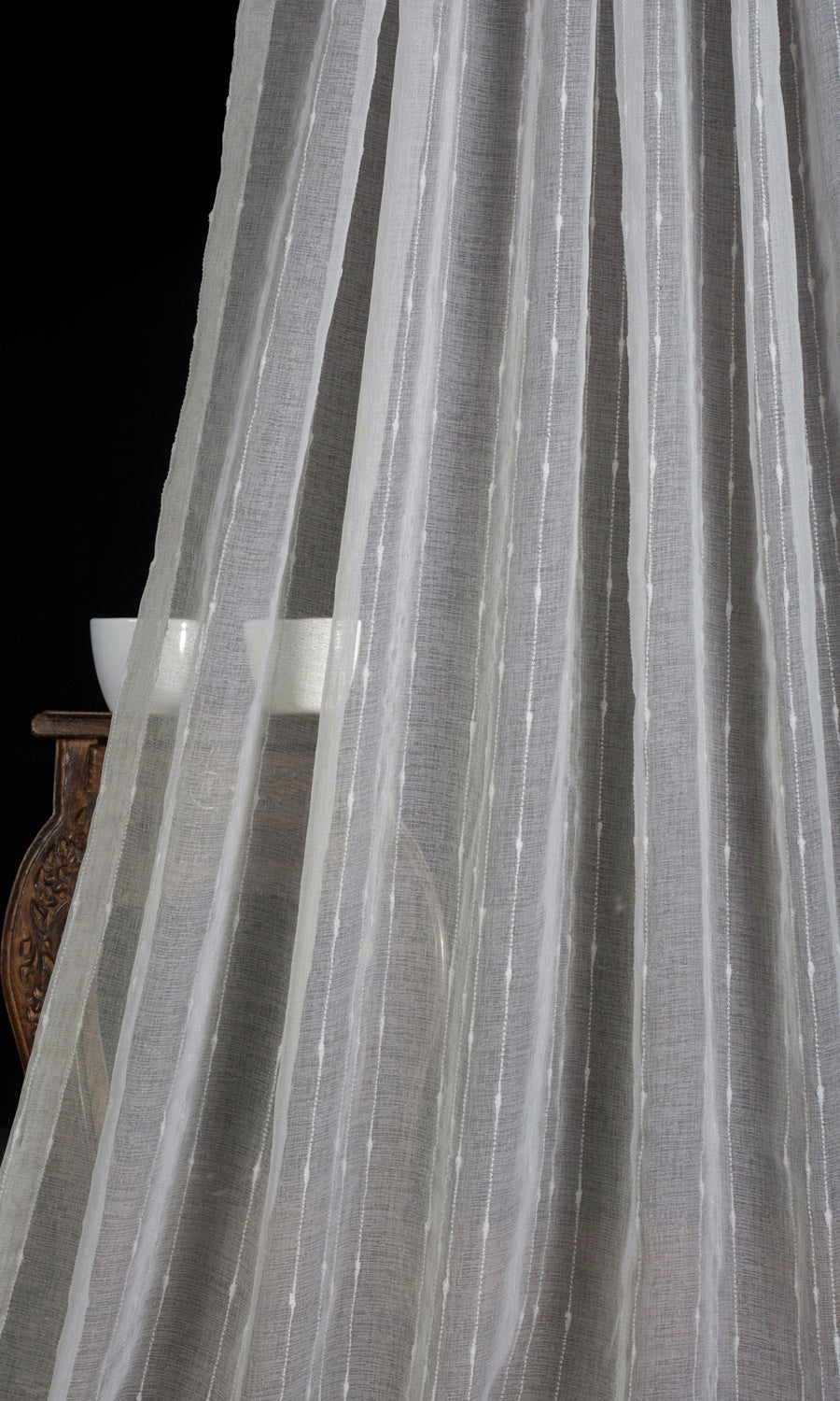 Striped Sheer Free Fabric Material Sample (Grey)
