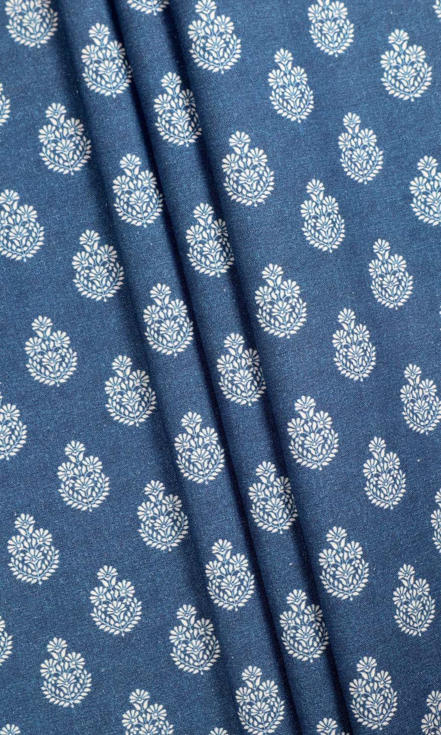 Floral Cotton Home Décor Fabric By the Yard (Blue)