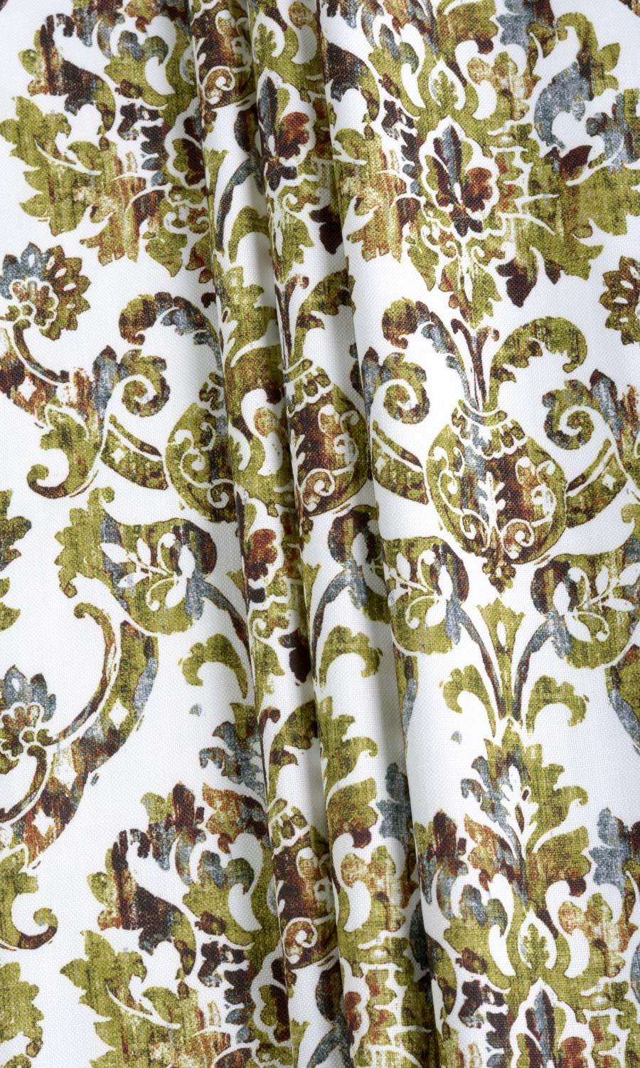 Damask Print Free Fabric Material Sample (Yellow/ Green/ Brown)