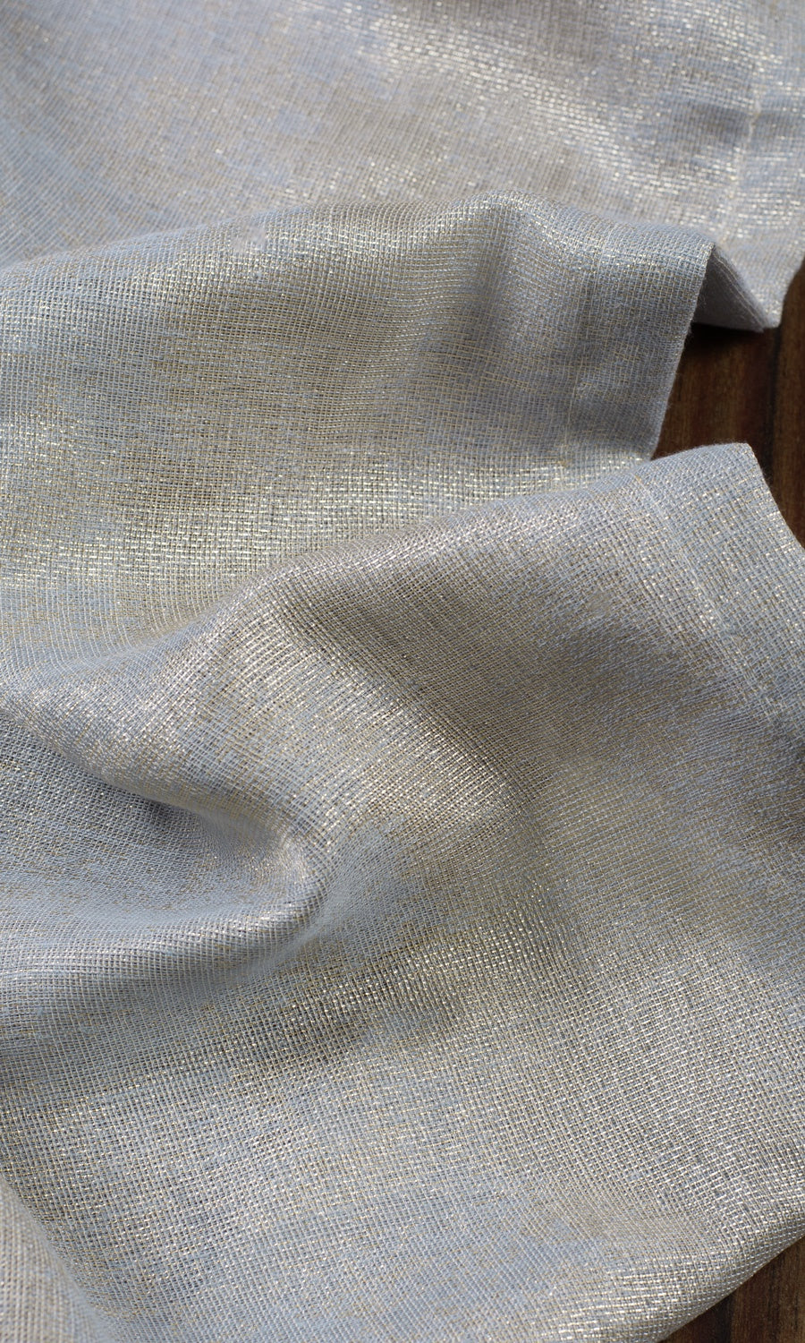 Metallic Accents Semi-Sheer Fabric Sample for Curtains & Drapes (Gray/ Gold)