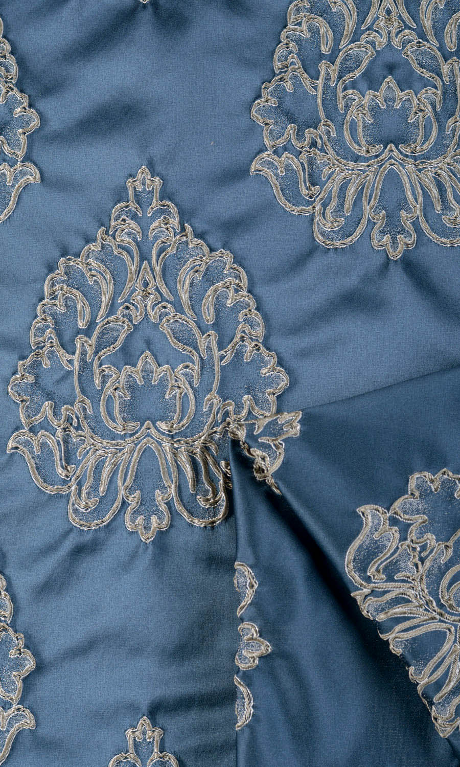 Damask Home Textile Fabric Material By the Yard (Navy Blue/ Gray)