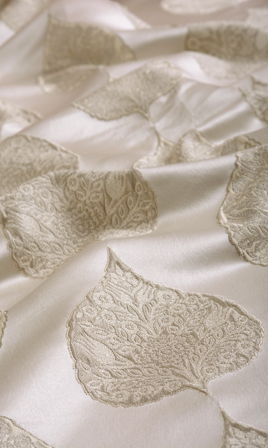 Ogee Patterned Fabric Sample for Curtains & Drapes (Ivory/ Beige)