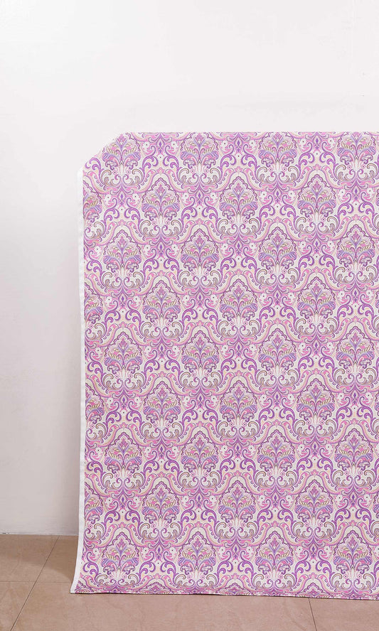 Fleur De Lis Print Home Décor Fabric By the Yard (Pink/ Purple)