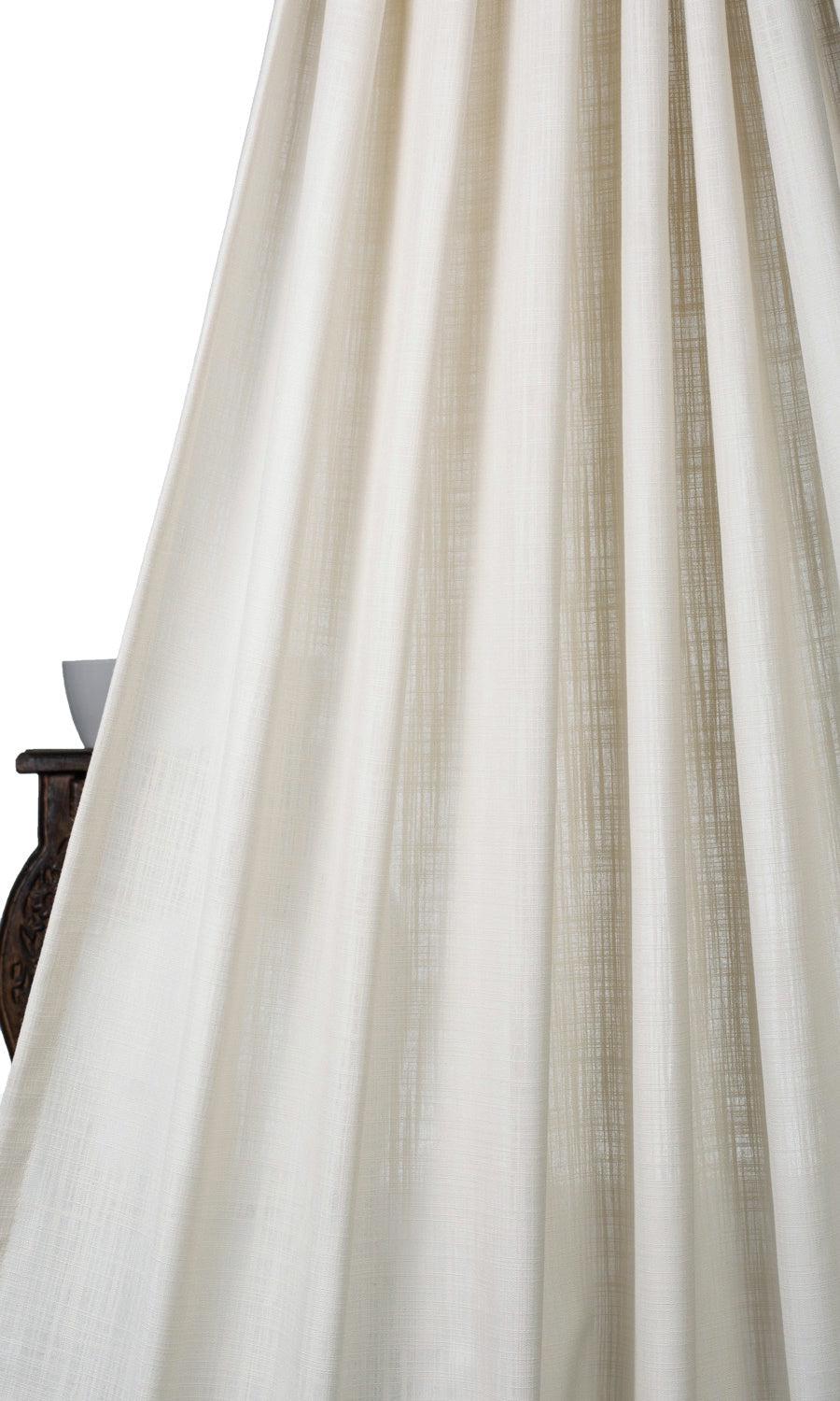 Semi-Sheer Fabric By the Yard for Curtains & Drapes (Warm Ivory/ Pale Beige)