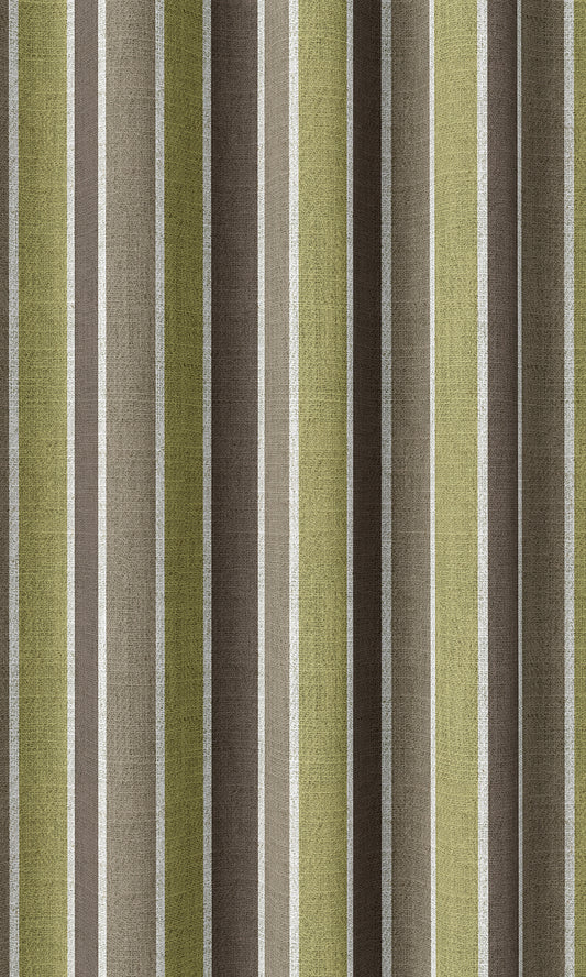Modern Striped Home Décor Fabric Sample (Green/ Brown)